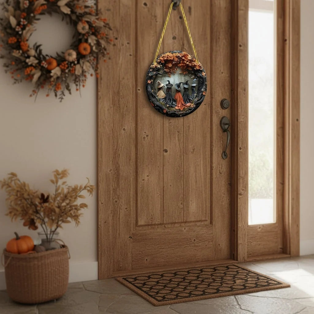 Front Door Sign 3D Witch Relief Weather-Resistant