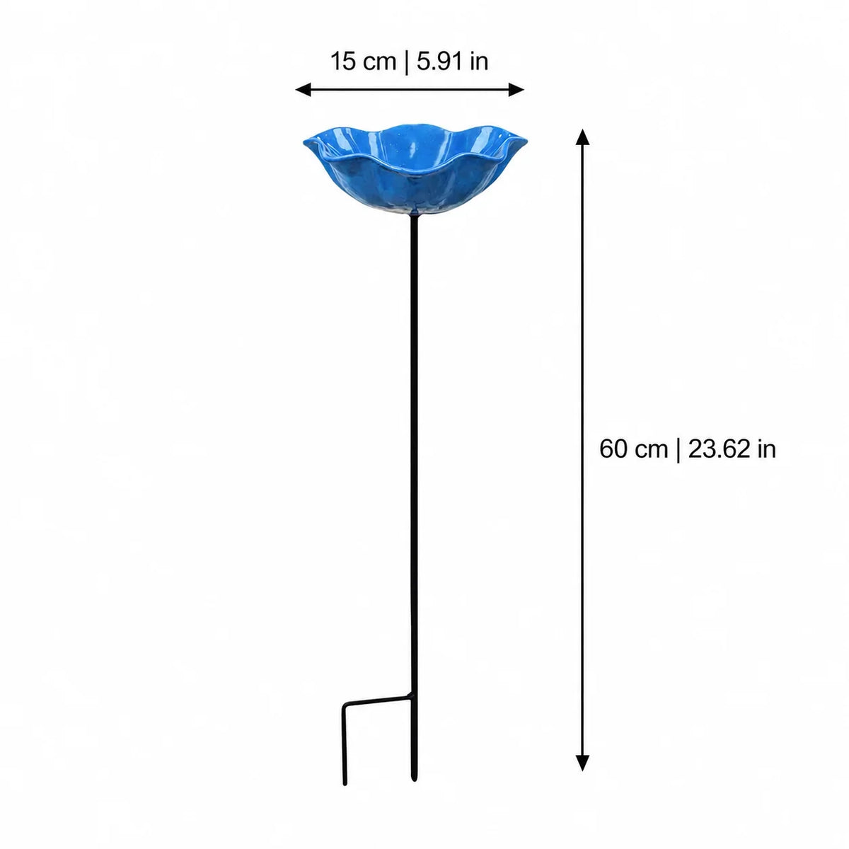 Garden Bird Bath Stake Flower Bowl Scalloped Rim