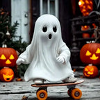 Ghost Figurine Skateboard Design Compact Shelf Decor