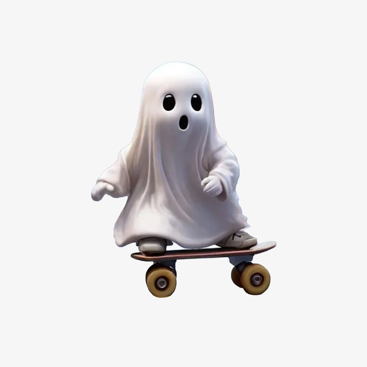 Ghost Figurine Skateboard Design Compact Shelf Decor