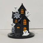 Halloween Decoration House Illuminated Windows & Ghost Accents Weather-Resistant
