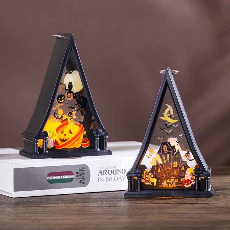 Halloween Lamp Warm LED Spooky Castle & Bats