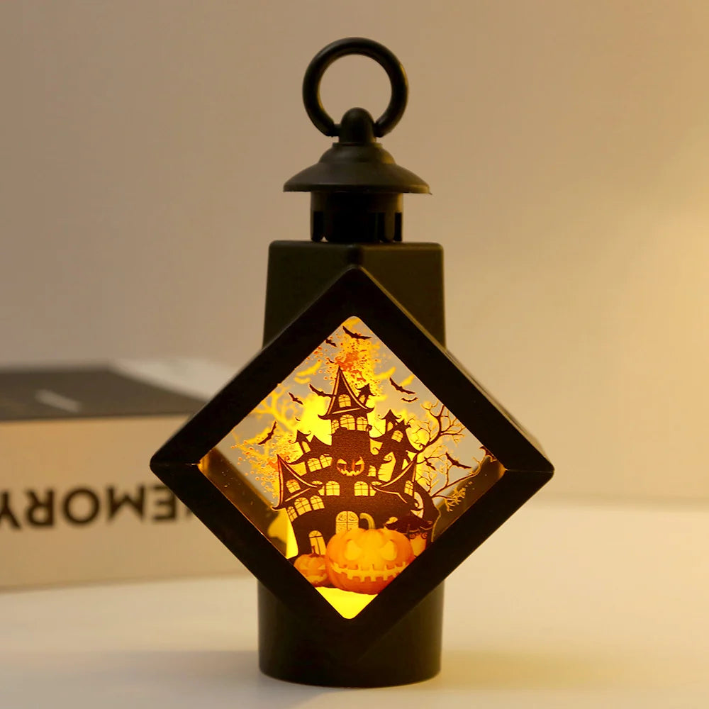 Halloween Lantern LED Spooky Castle & Pumpkin