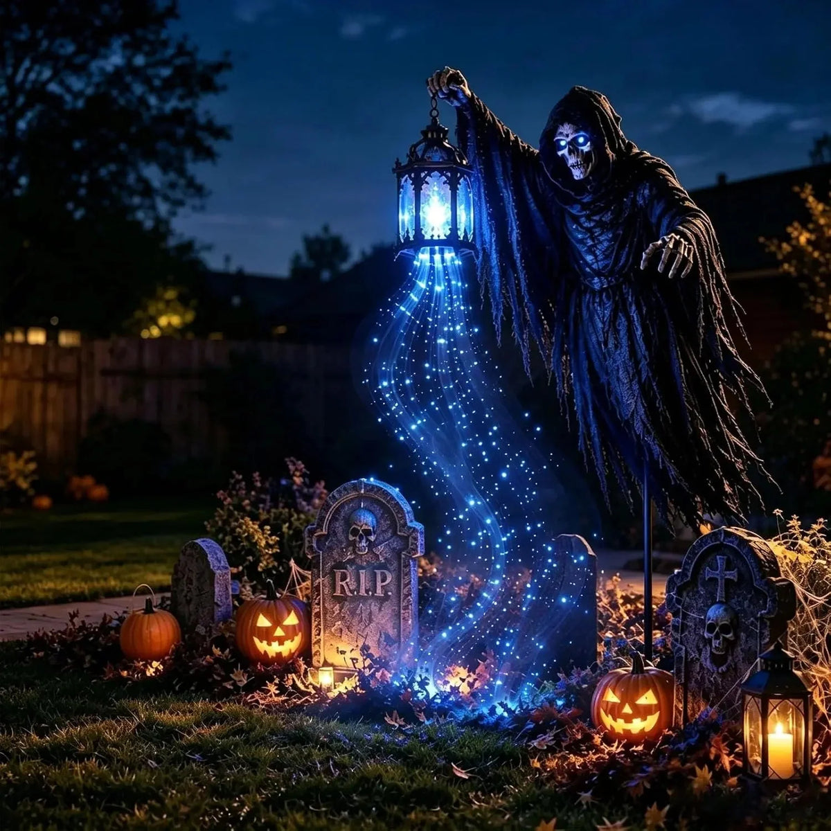 Halloween Reaper Decoration LED Lantern Cordless Powered