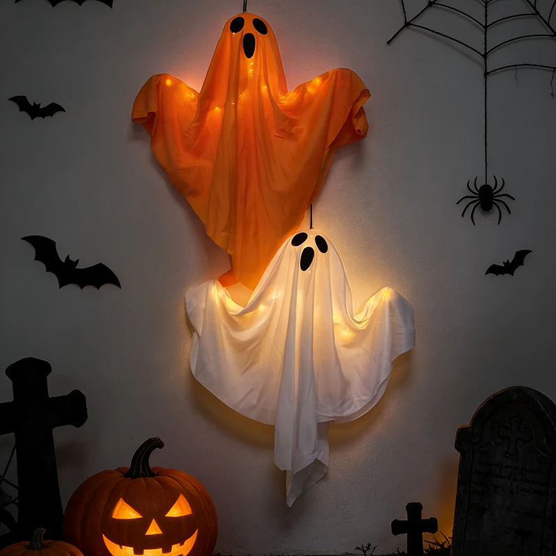 Hanging Ghost Decoration Floating Fabric & Warm LED