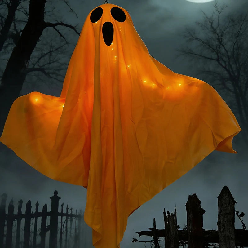 Hanging Ghost Decoration Floating Fabric & Warm LED
