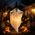 Hanging Ghost LED-Lit Witch Hat & Posable Arms