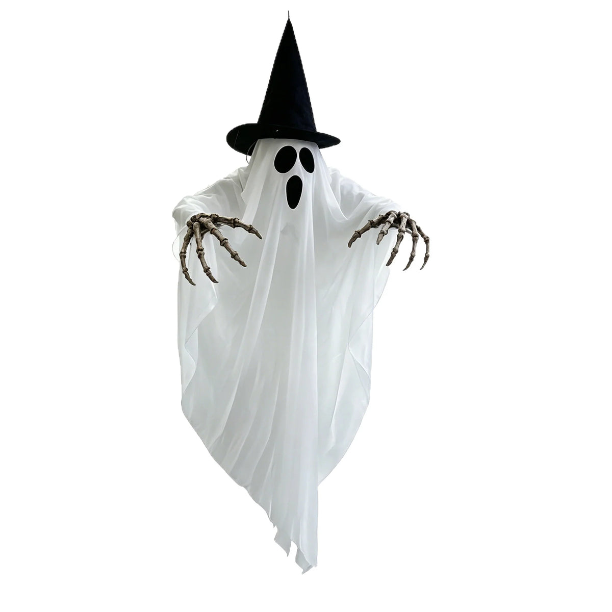 Hanging Ghost LED-Lit Witch Hat & Posable Arms