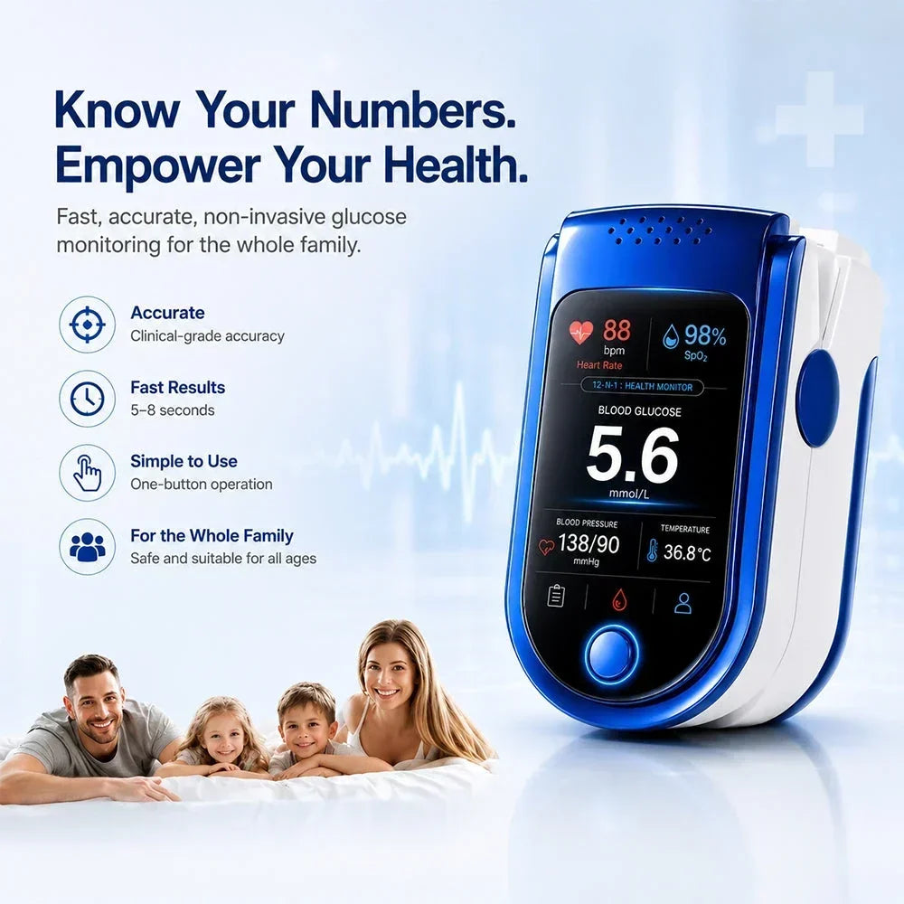Health Monitor Noninvasive Glucose Tracking Clear Display