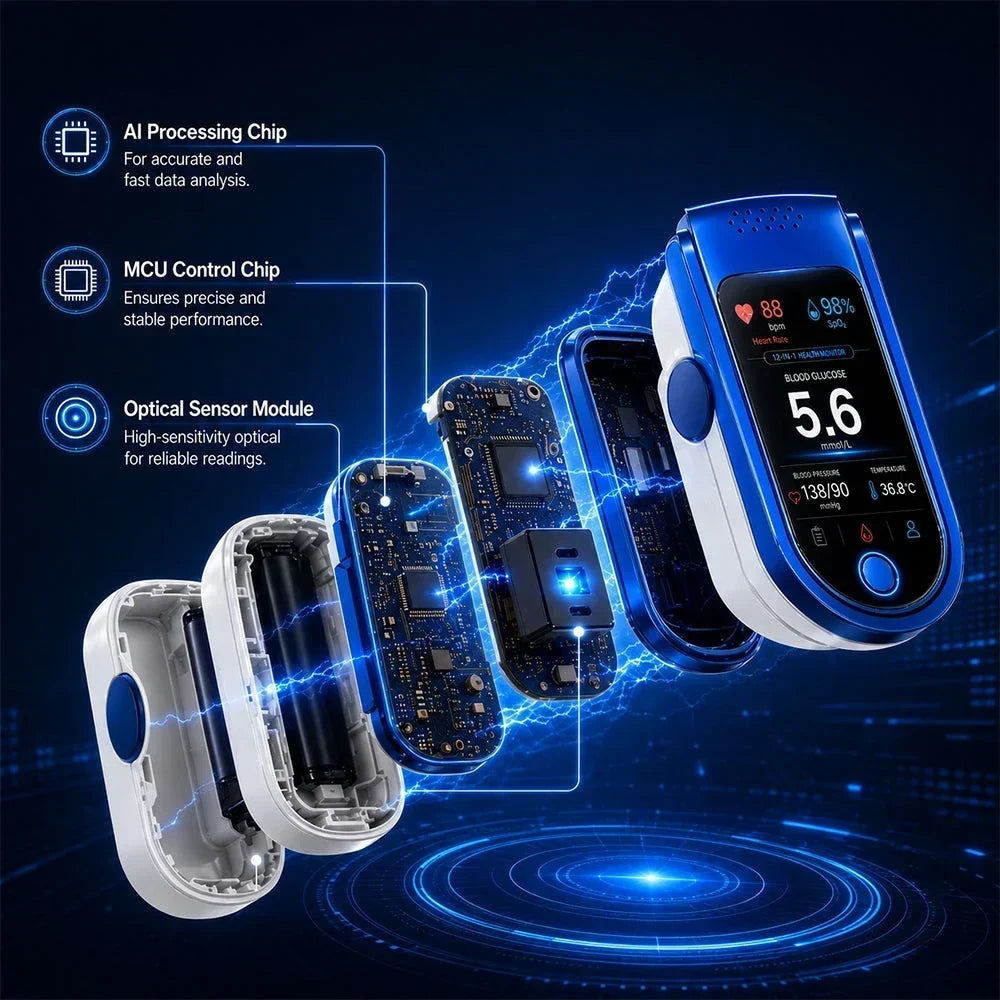 Health Monitor Noninvasive Glucose Tracking Clear Display