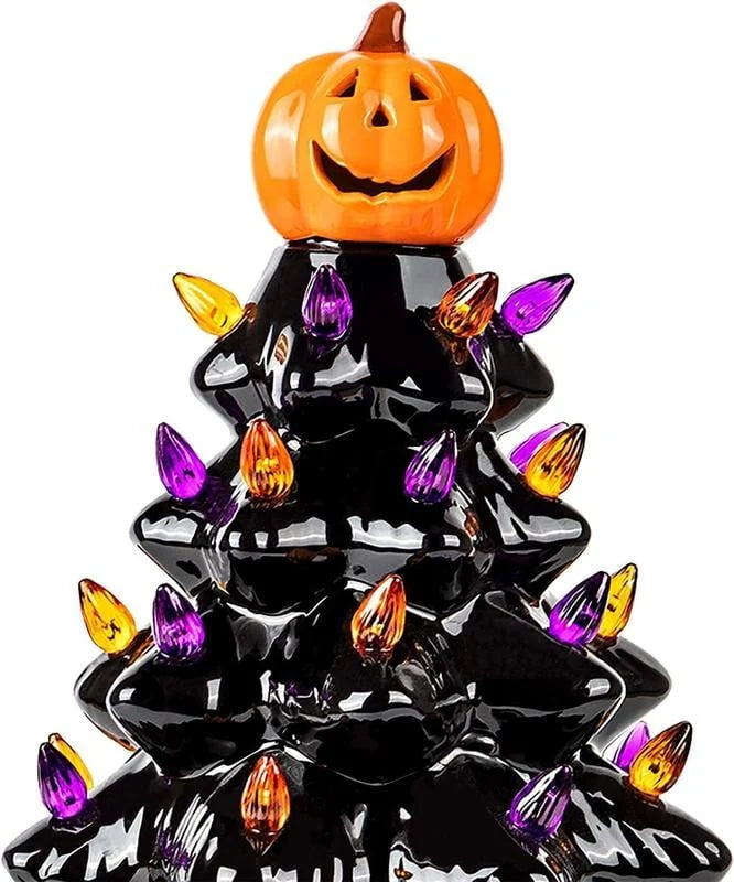 Holiday Tree Hand-Painted Ceramic Battery-Powered LED