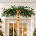 Holiday Wreath Realistic Greenery & Metal Bells Durable Ribbon Hanger