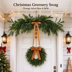 Holiday Wreath Realistic Greenery & Metal Bells Durable Ribbon Hanger