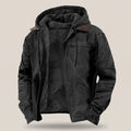 Hooded Jacket Canvas Outer Warm Fleece Lining Full-Zip Design