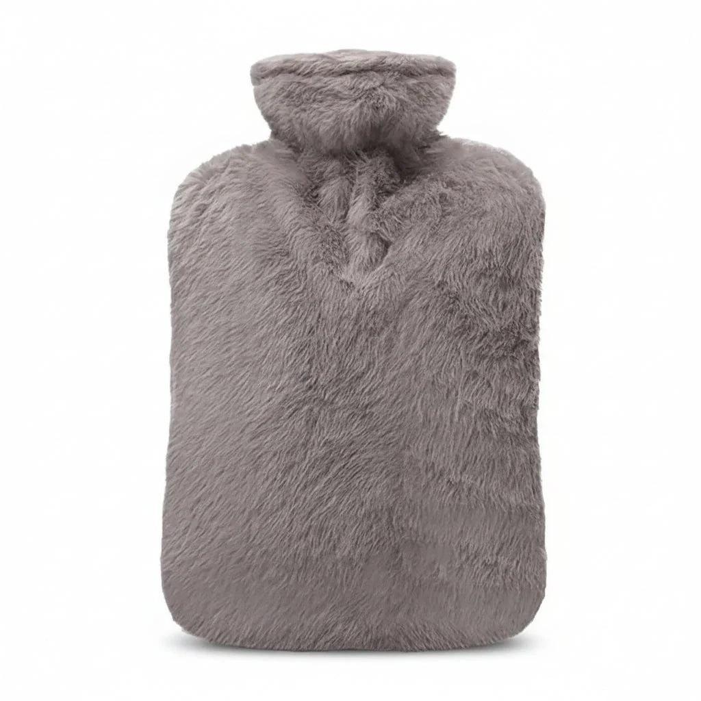 Hot Water Bottle Plush Faux Fur Removable Sleeve 2L