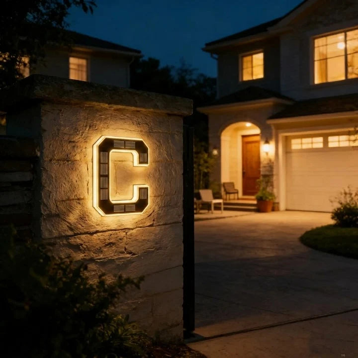 House Number Sign Solar LED Automatic Dusk To Dawn