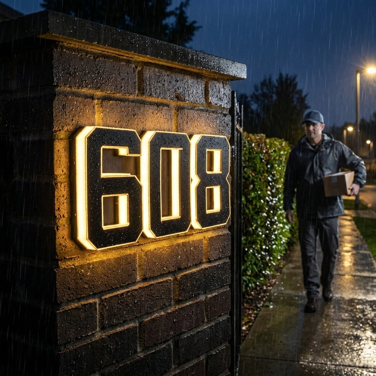 House Number Sign Solar LED Automatic Dusk To Dawn