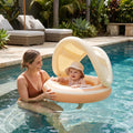 Inflatable Baby Swim Ring Removable Canopy & Integrated Seat