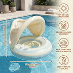 Inflatable Baby Swim Ring Removable Canopy & Integrated Seat
