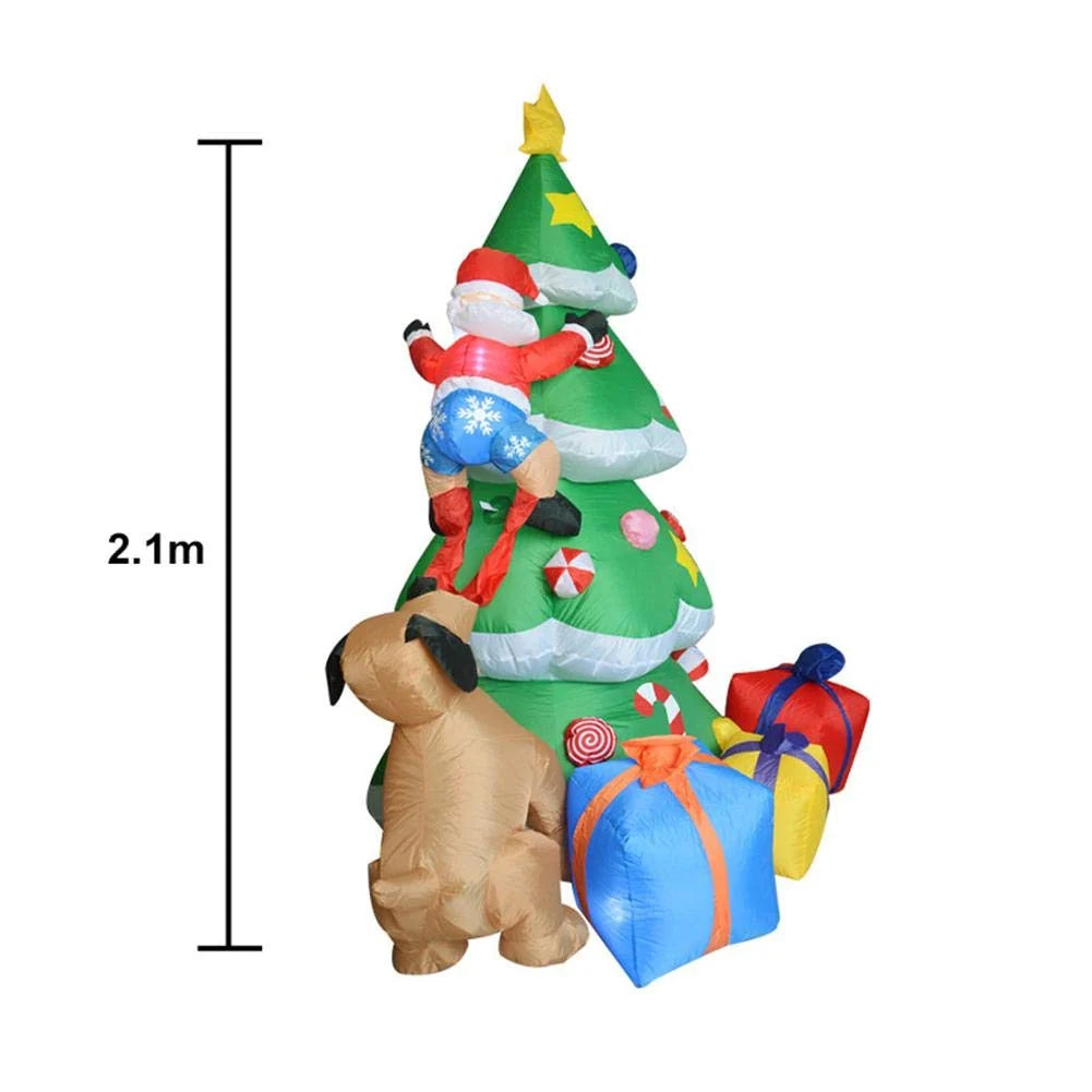 Inflatable Christmas Tree Santa & Dog Figures Weatherproof