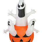 Inflatable Decoration Pumpkin With 3 Ghosts LED-Lit Built-In Pump