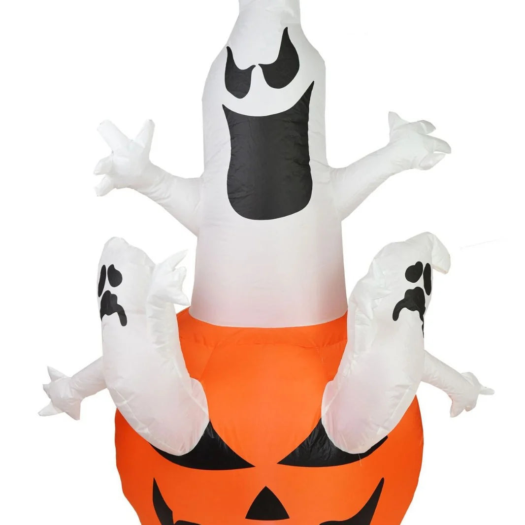 Inflatable Decoration Pumpkin With 3 Ghosts LED-Lit Built-In Pump