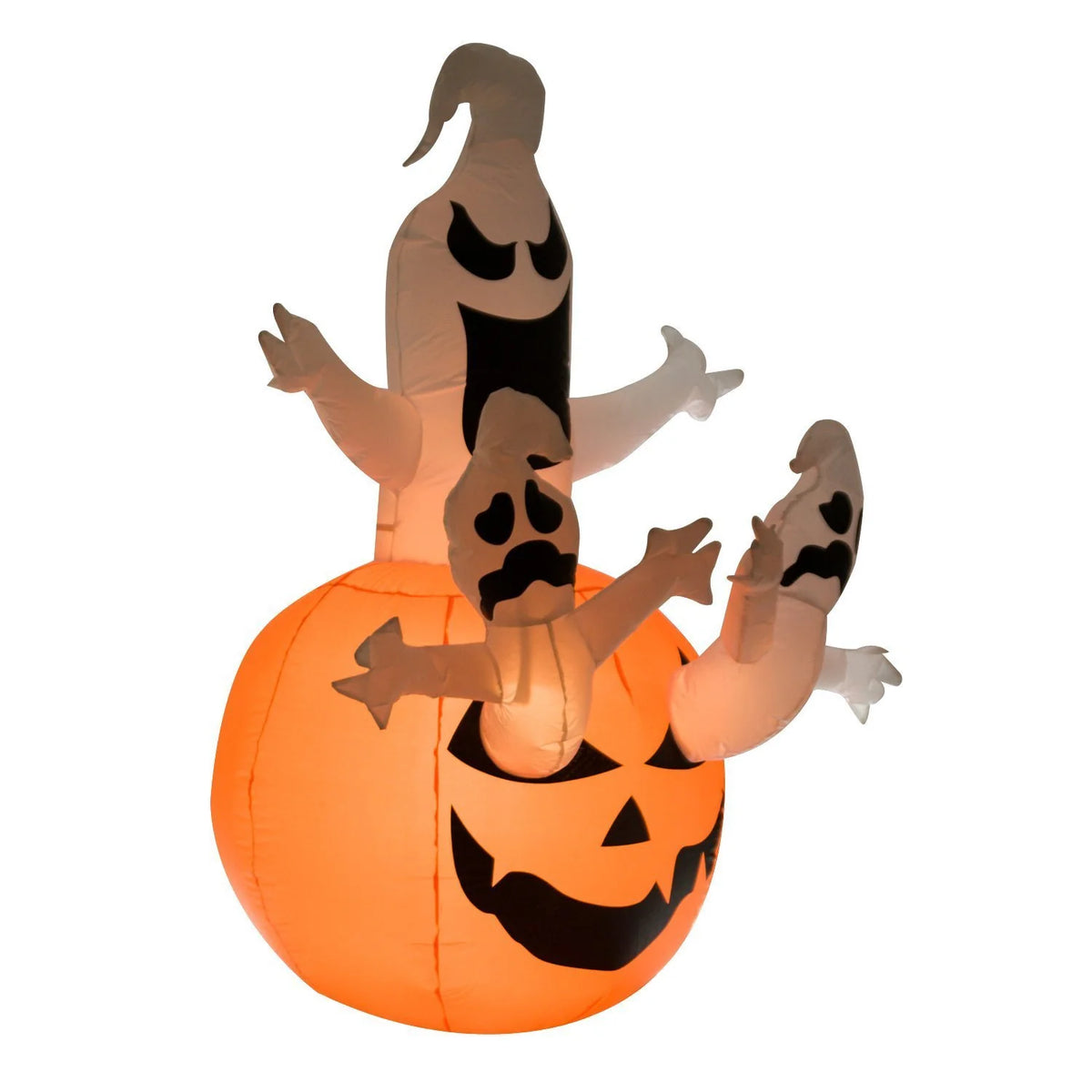 Inflatable Decoration Pumpkin With 3 Ghosts LED-Lit Built-In Pump
