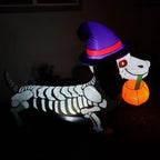 Inflatable Dog Skeleton Design Glowing Eyes Quick-Inflate Weatherproof