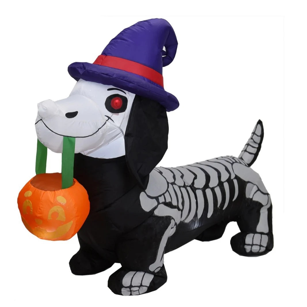 Inflatable Dog Skeleton Design Glowing Eyes Quick-Inflate Weatherproof