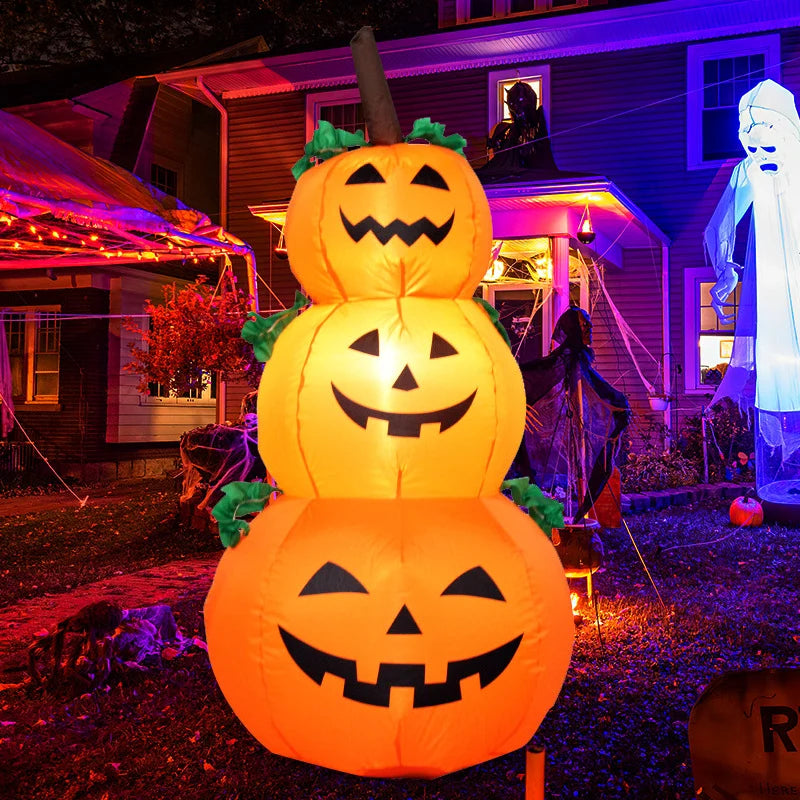 Inflatable Halloween Decoration Stacked Pumpkins LED Lit Weather-Resistant