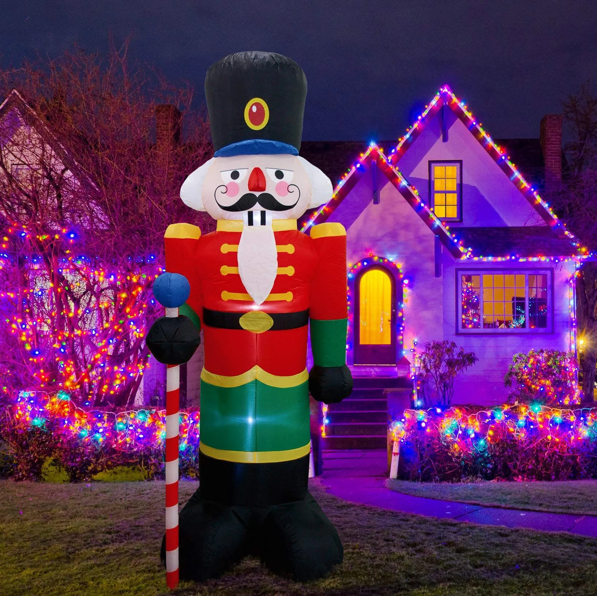Inflatable Nutcracker LED-Lit & Weather-Resistant Quick Inflate