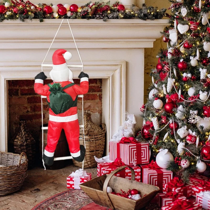 Inflatable Santa Ladder Design LED Lights Weatherproof