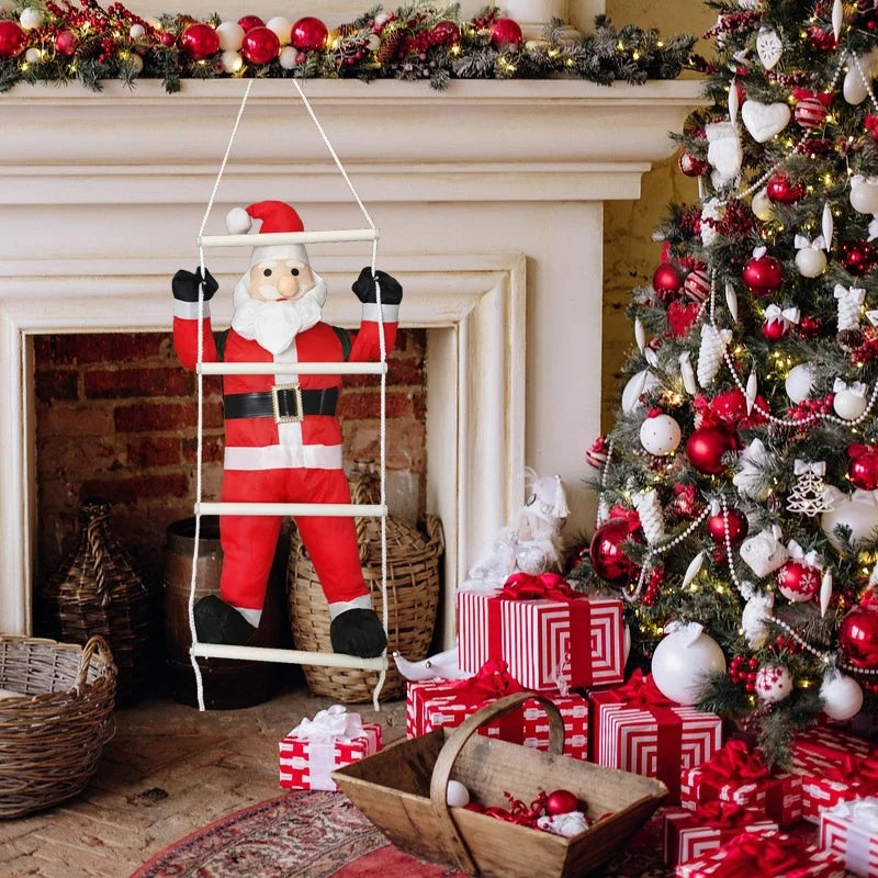 Inflatable Santa On Ladder Weatherproof LED Lights
