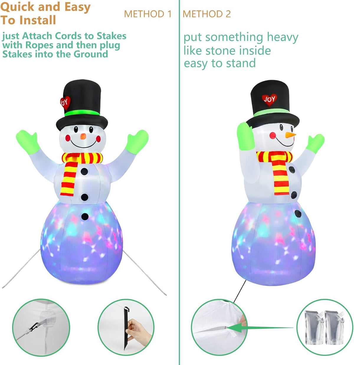 Inflatable Snowman LED Lighted Weather-Resistant 84 Inch