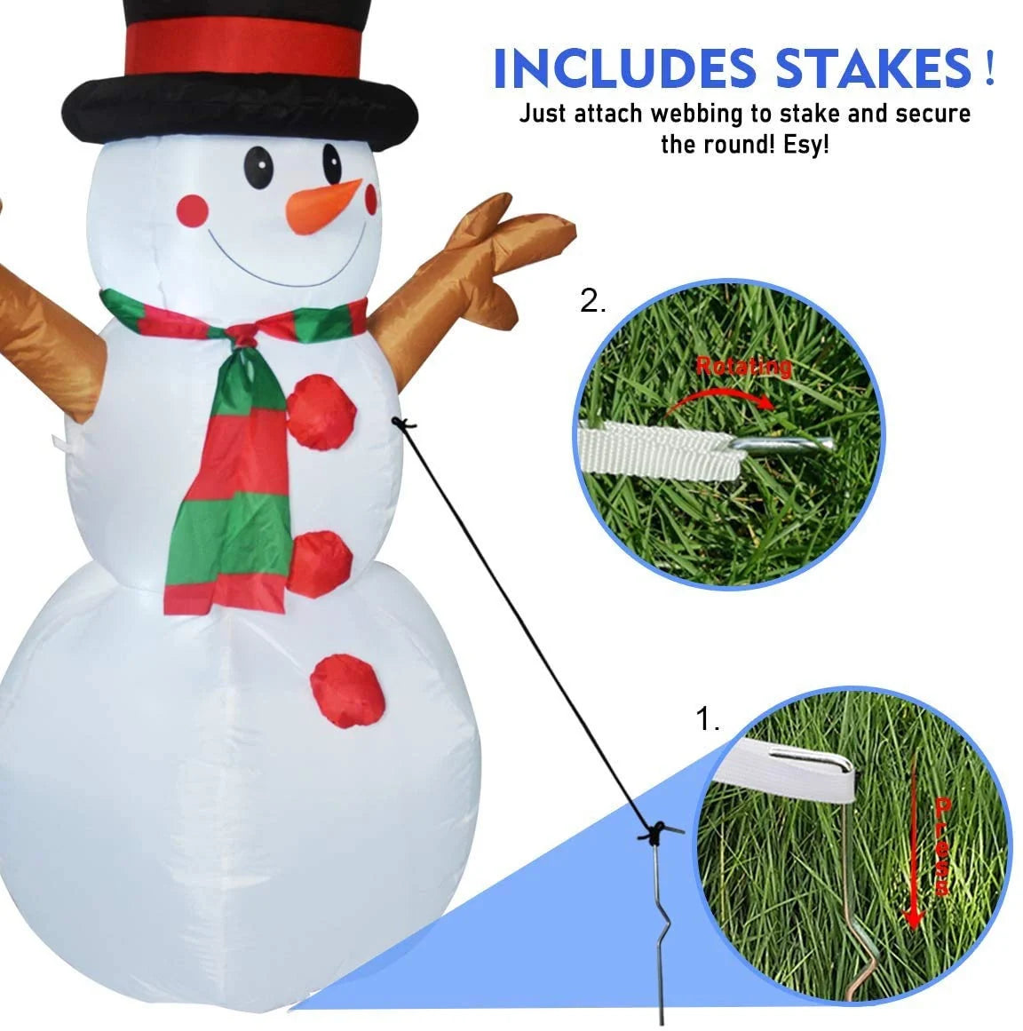 Inflatable Snowman Quick-Inflate Weatherproof Indoor & Outdoor
