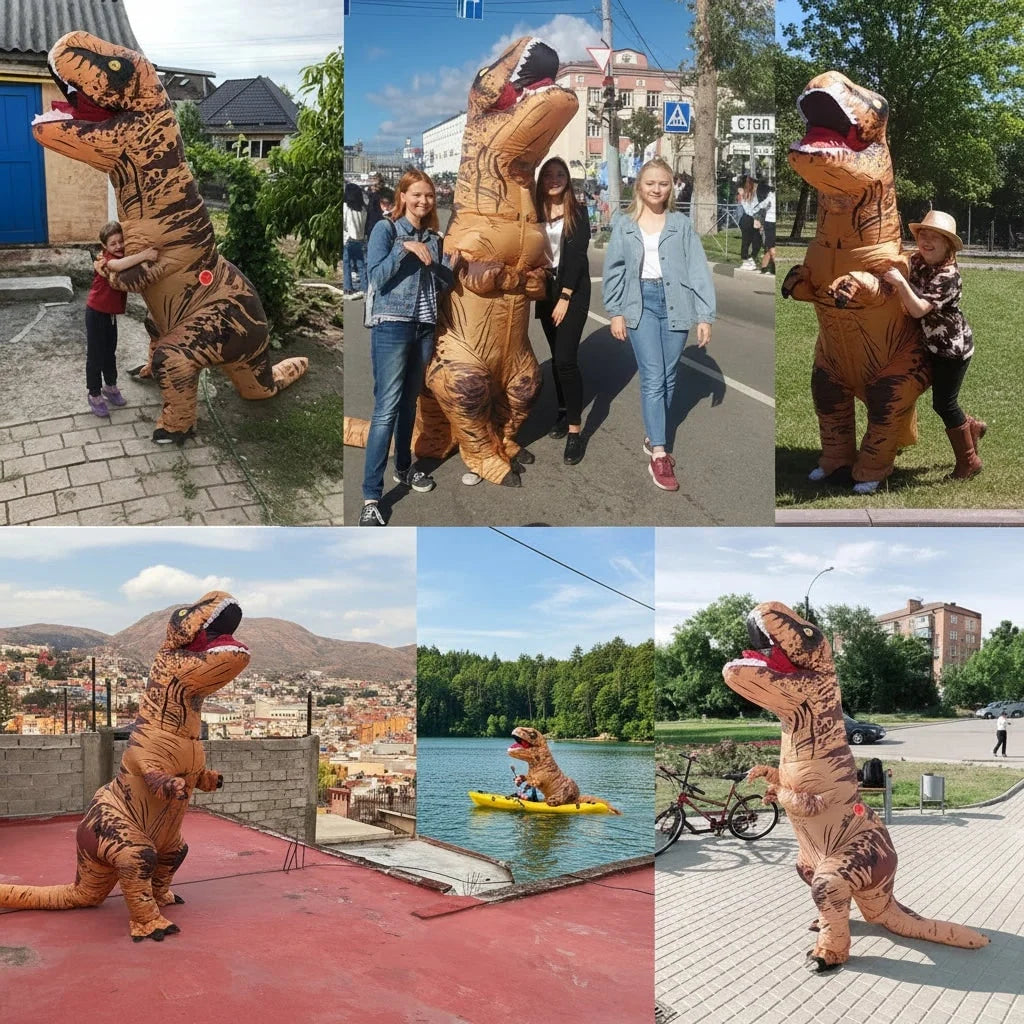 Inflatable T-Rex Costume Battery-Powered Fan & Clear Viewing Window