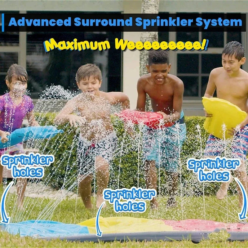Inflatable Water Slide Dual Lane Integrated Sprinkler