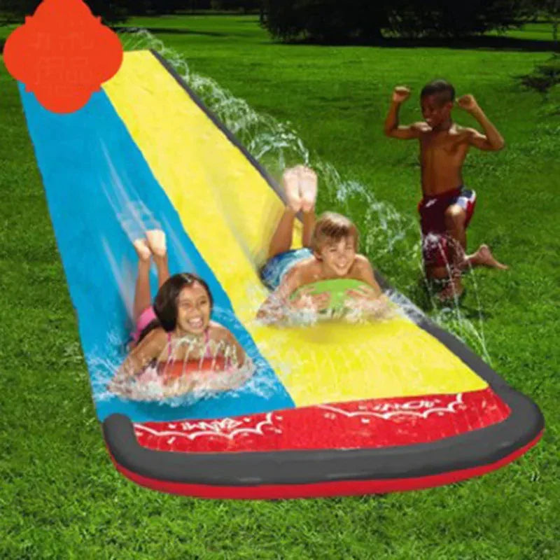 Inflatable Water Slide Dual Lane Integrated Sprinkler