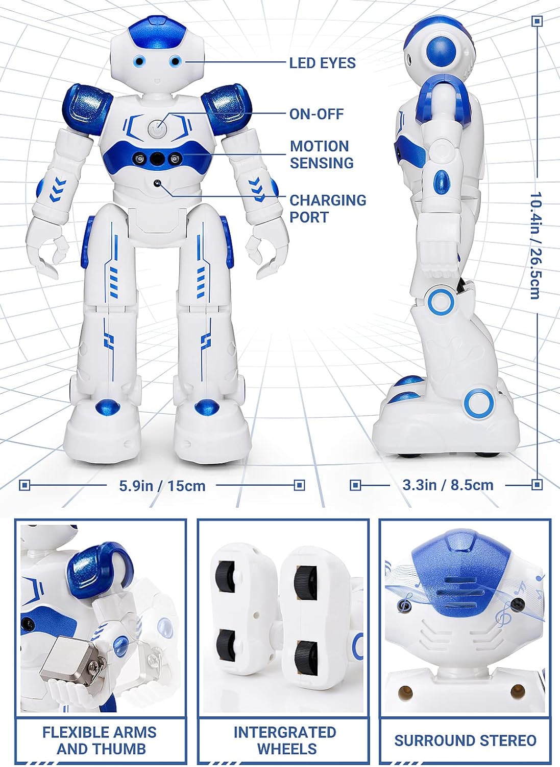 Interactive Robot Toy Programmable 50 Actions Rechargeable