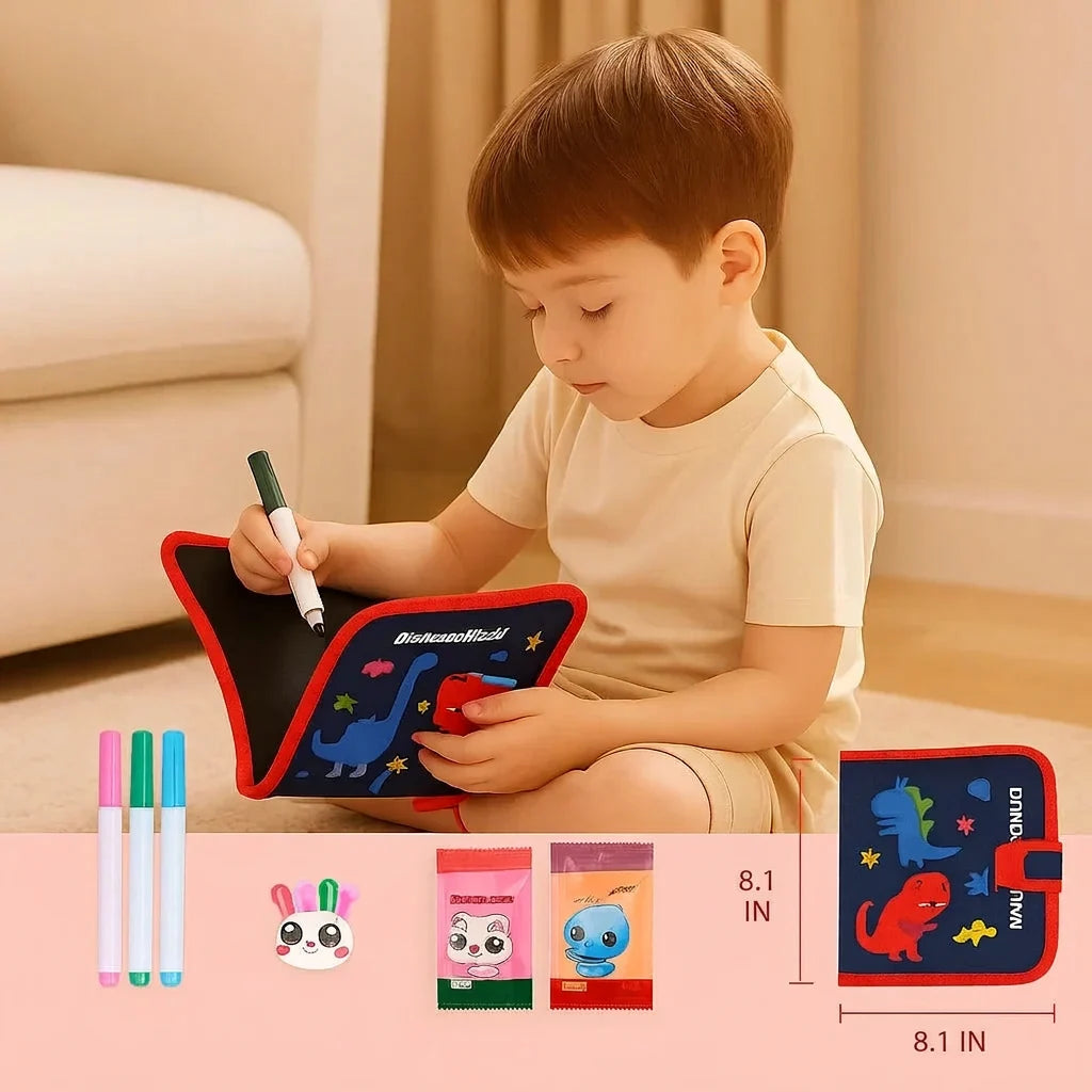 Kids Drawing Book Wipe-Clean Marker & Crayon Compatible