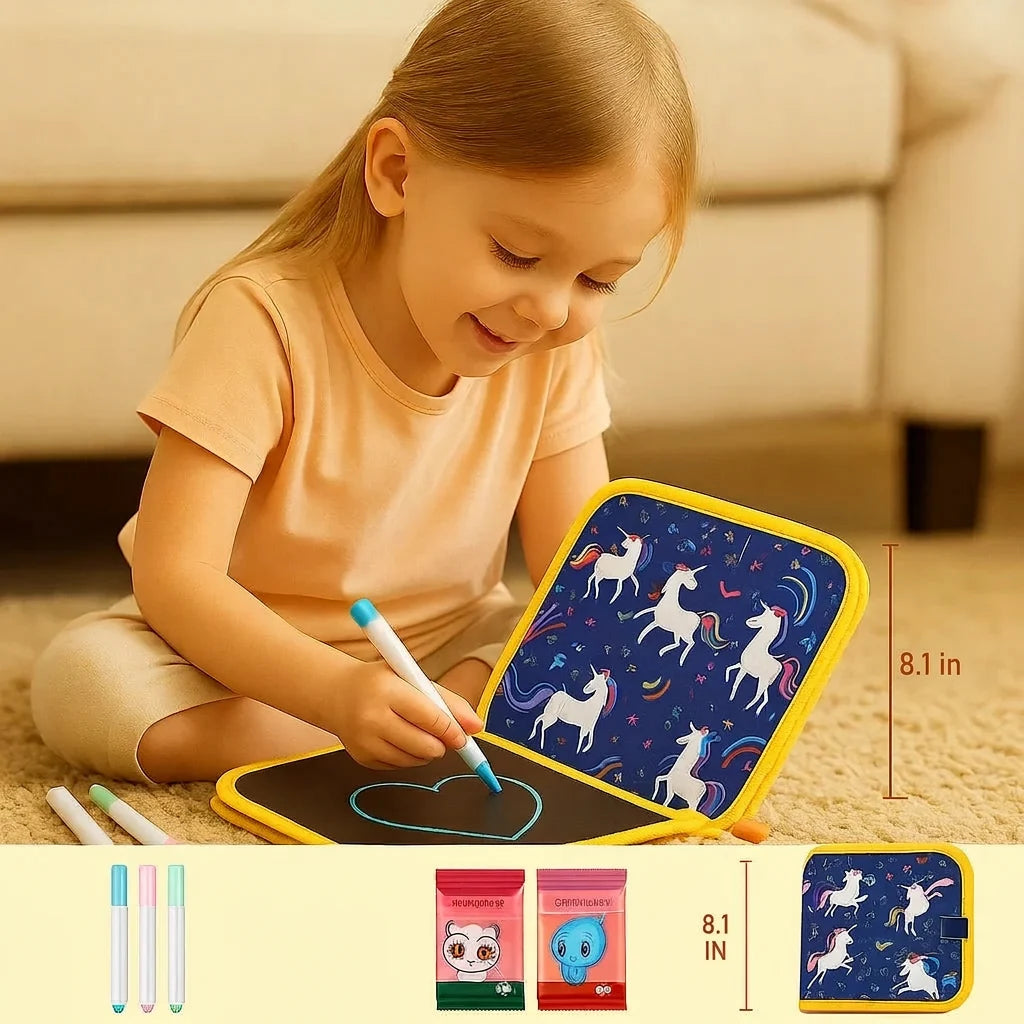 Kids Drawing Book Wipe-Clean Marker & Crayon Compatible