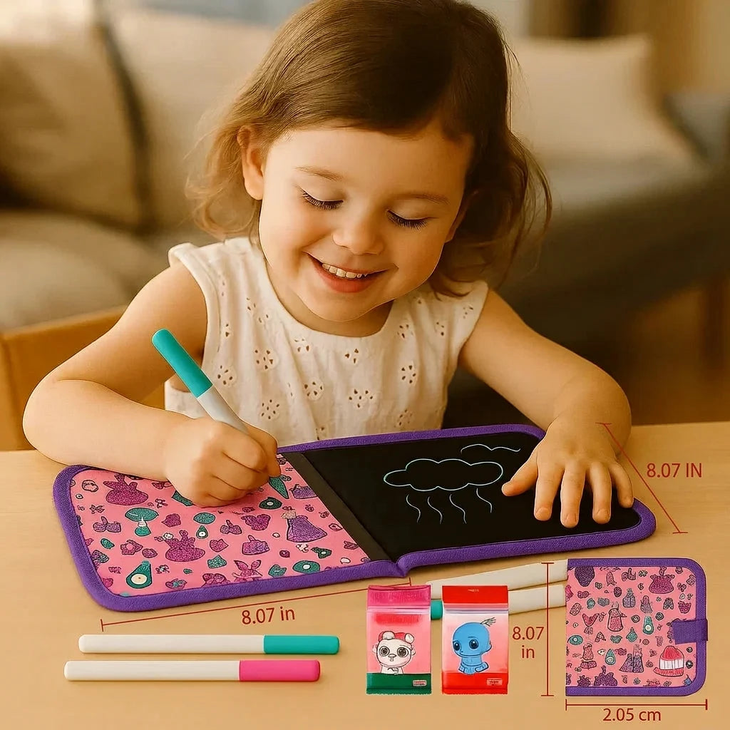 Kids Drawing Book Wipe-Clean Marker & Crayon Compatible