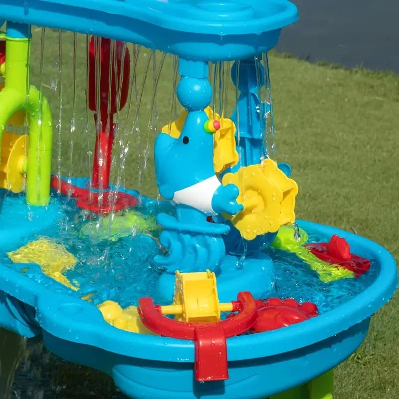 Kids Water Table Multi-Tier Waterfall Includes Stool & Toys