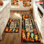 Kitchen Runner Mat Autumn Pumpkin & Leaf Non-Slip Backing