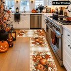 Kitchen Runner Mat Autumn Pumpkin & Leaf Non-Slip Backing
