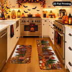 Kitchen Runner Mat Autumn Pumpkin & Leaf Non-Slip Backing