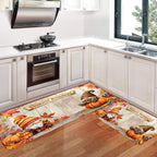 Kitchen Runner Mat Autumn Pumpkin & Leaf Non-Slip Backing
