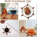 Kitchen Trivet Solid Wood Foldable Tree-Shaped 7.8 Inch
