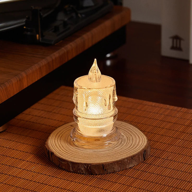 LED Candle Real Wax & Crystal Finish