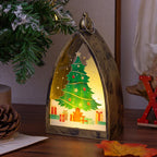 LED Christmas Lantern Festive Santa & Tree Scene